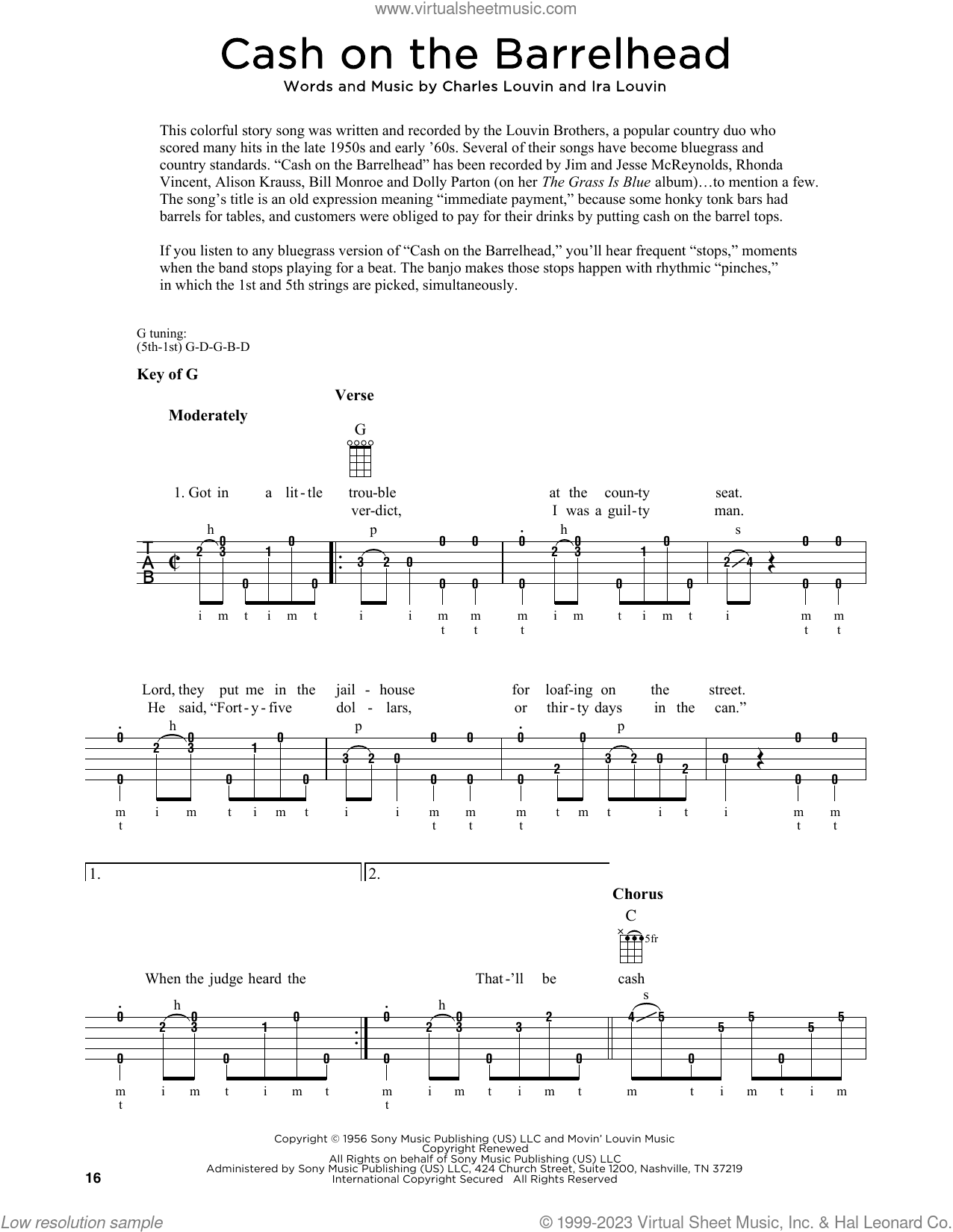 Cash On The Barrelhead (arr. Fred Sokolow)