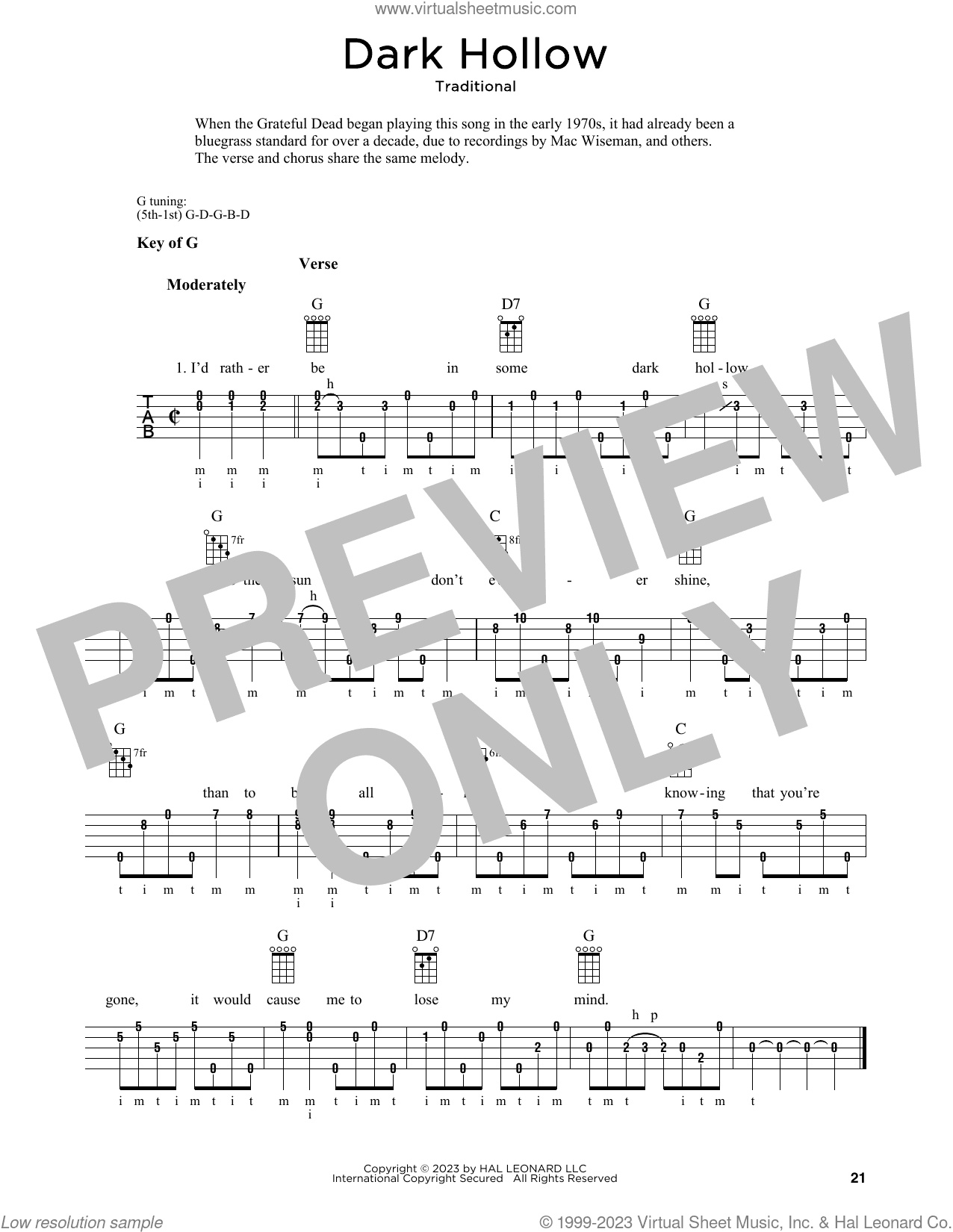 Dark Hollow (arr. Fred Sokolow)
