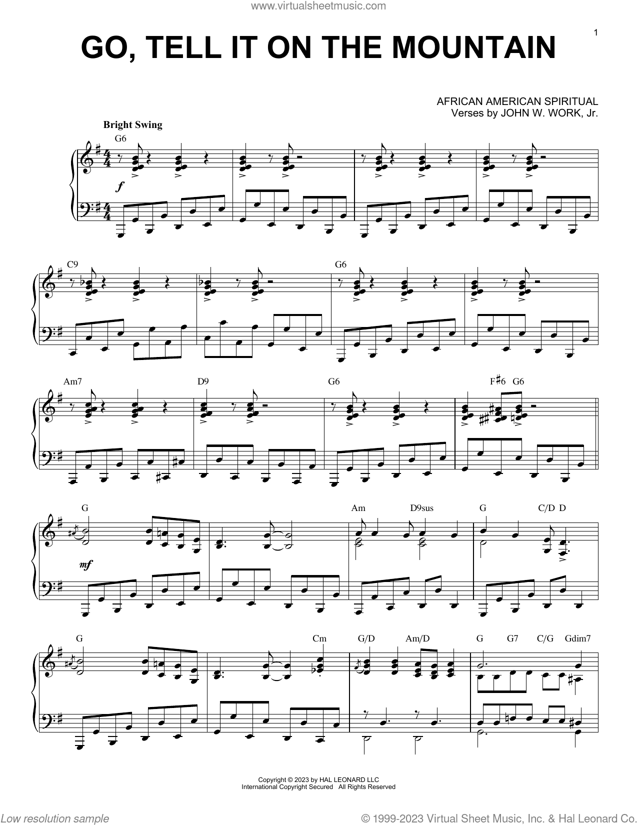 Go, Tell It On The Mountain [Boogie Woogie version] (arr. Brent Edstrom)