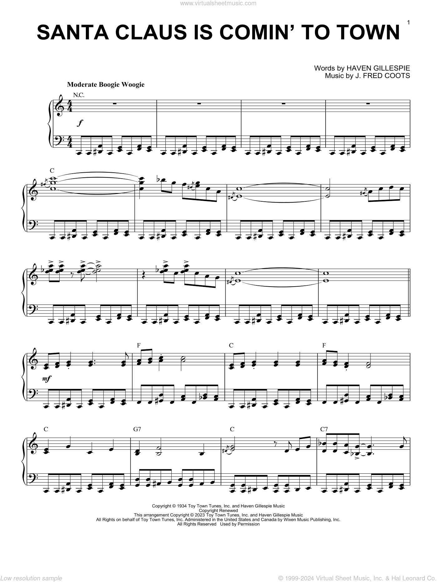 Santa Claus Is Comin' To Town [Boogie Woogie version] (arr. Brent Edstrom)