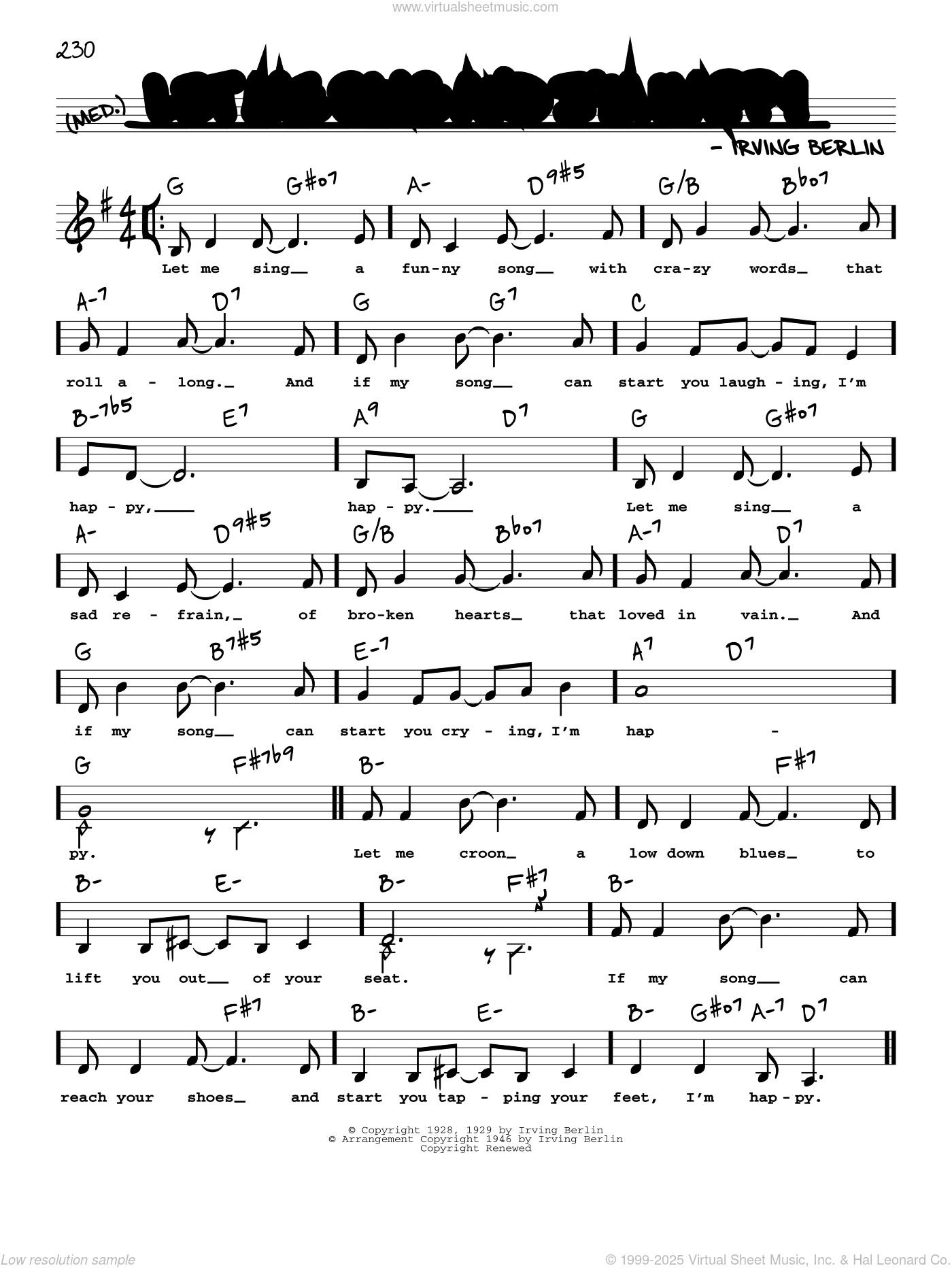Let Me Sing And I'm Happy (Low Voice)