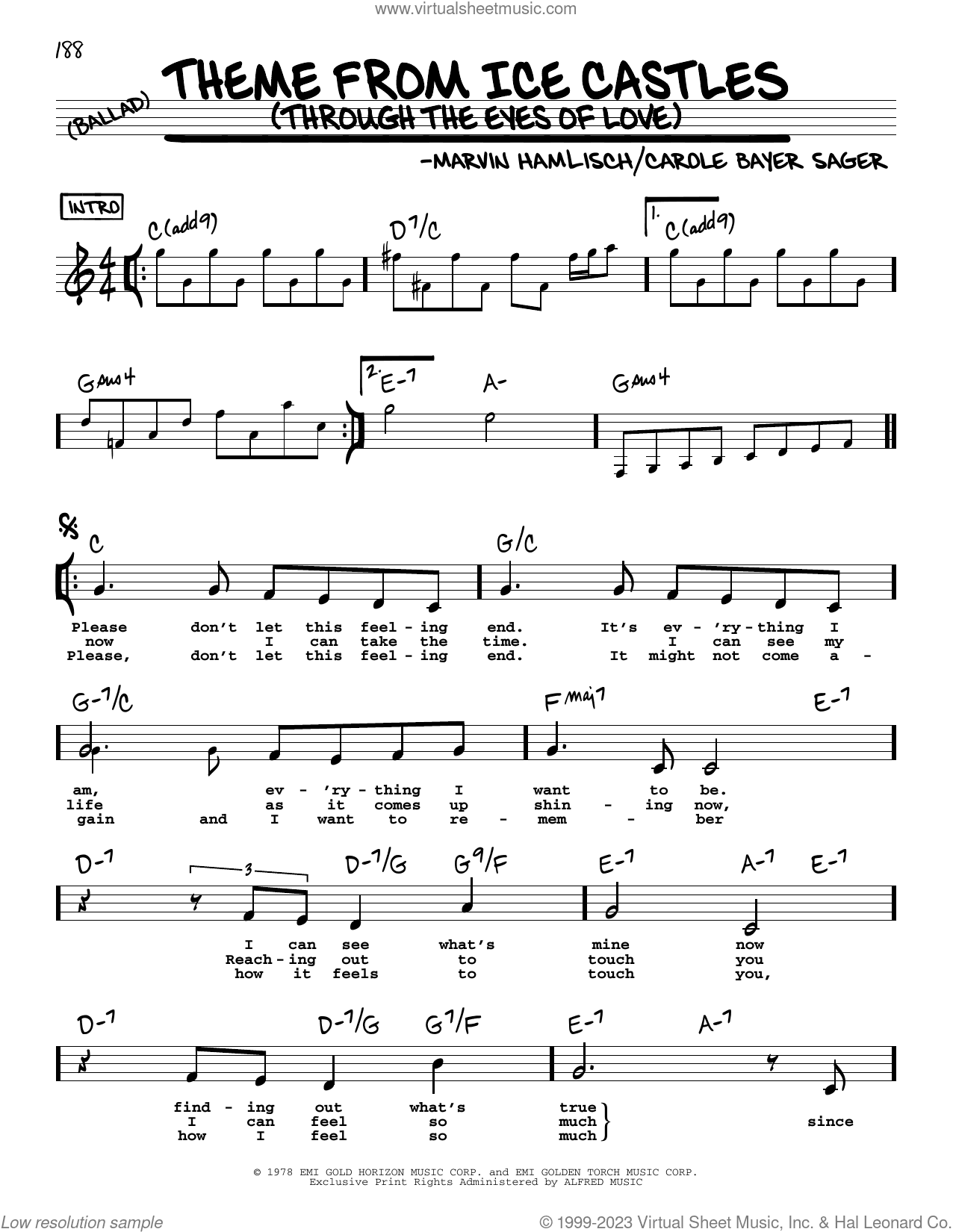 Theme From Ice Castles (Through The Eyes Of Love) (Low Voice)