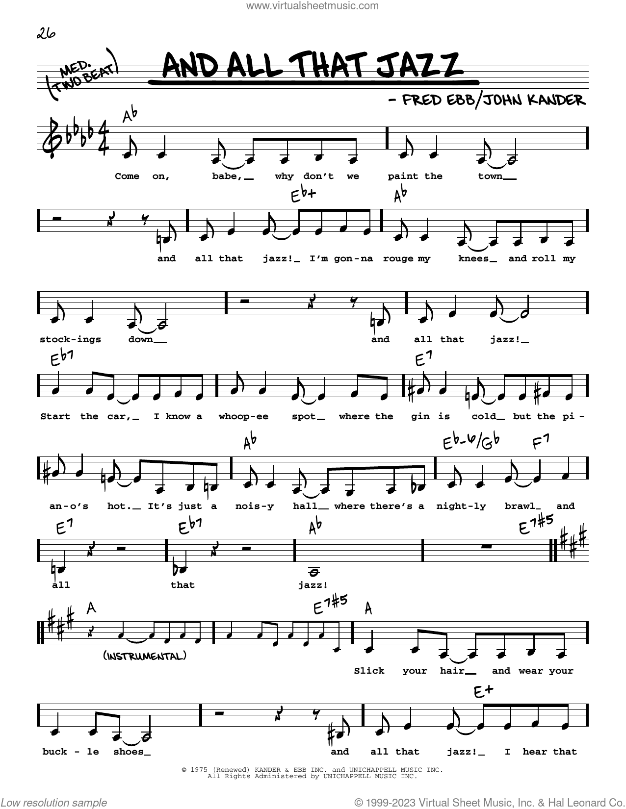 And All That Jazz (from Chicago) (Low Voice)
