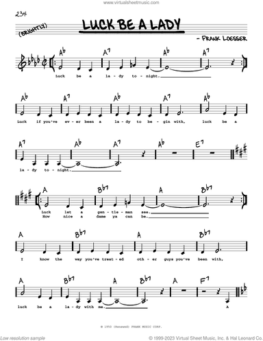 Luck Be A Lady (from Guys And Dolls) (Low Voice)
