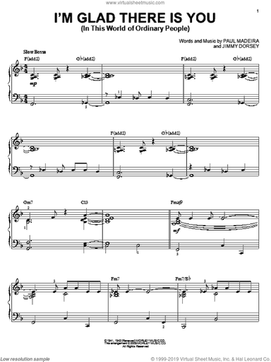 I'm Glad There Is You (In This World Of Ordinary People) [Jazz version] (arr. Brent Edstrom)