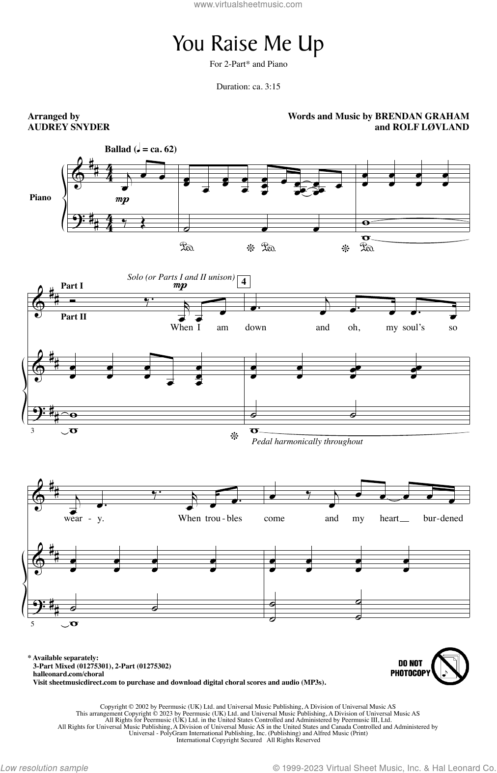 You Raise Me Up (arr. Audrey Snyder)