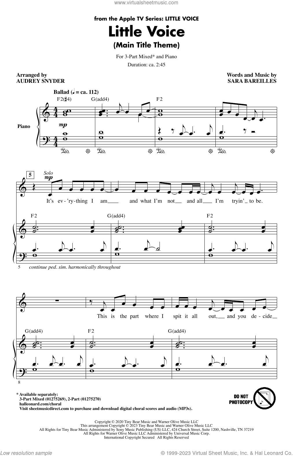 Little Voice - Main Title Theme (arr. Audrey Snyder)