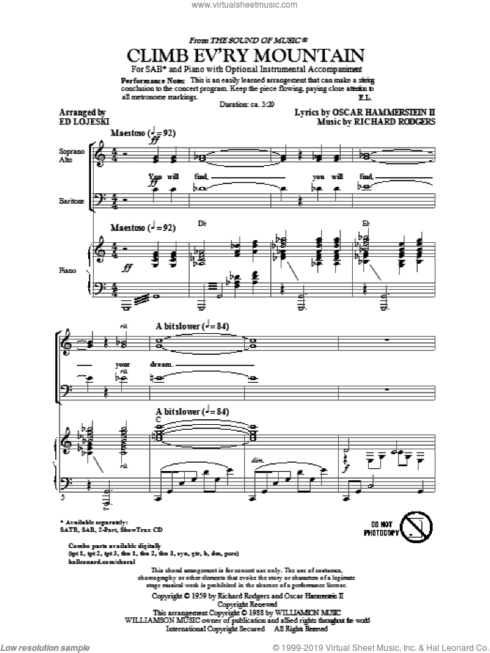 Climb Ev'ry Mountain (from The Sound Of Music) (arr. Ed Lojeski)