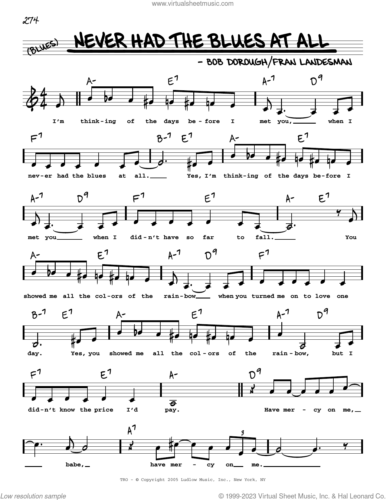 Never Had The Blues At All (Low Voice)