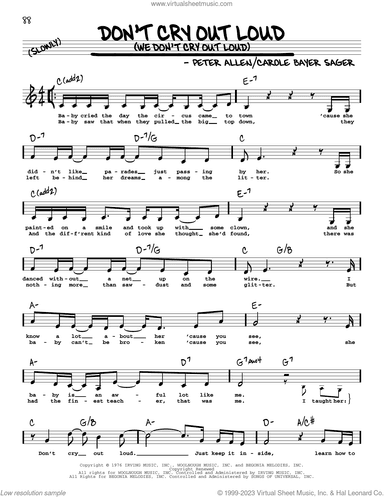 Don't Cry Out Loud (We Don't Cry Out Loud) (Low Voice)
