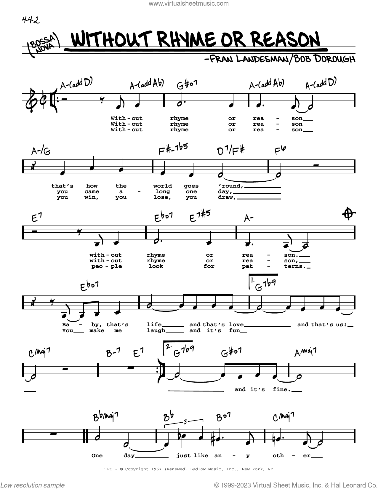 Without Rhyme Or Reason (Low Voice)