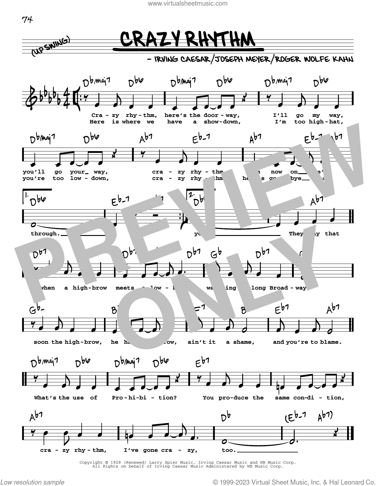 Crazy Rhythm (Low Voice)