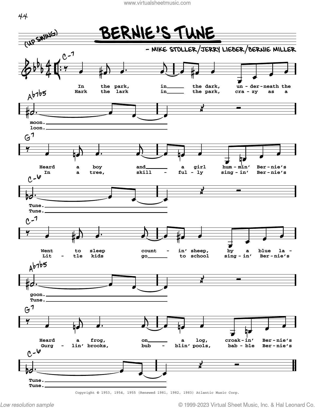 Bernie's Tune (Low Voice)