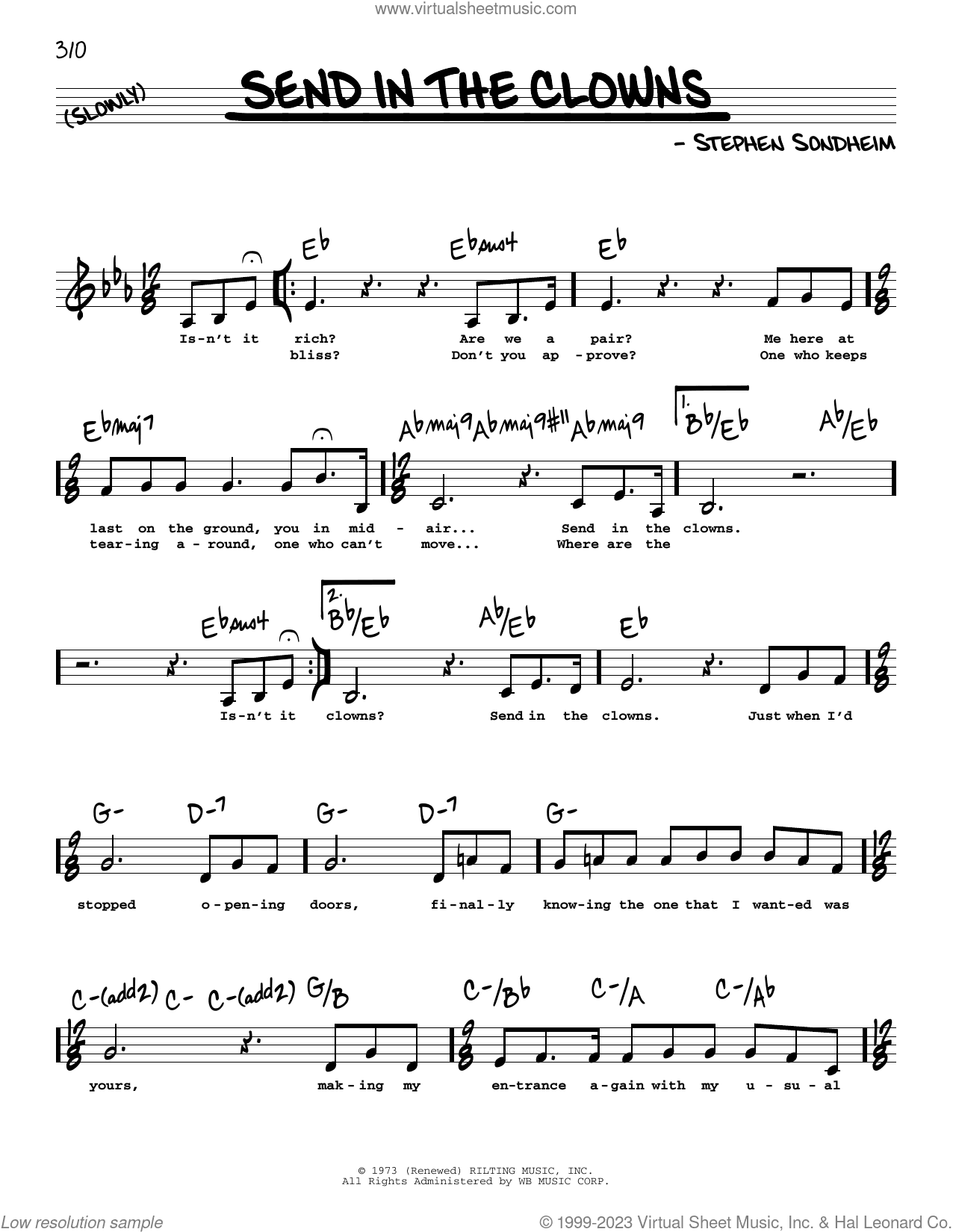Send In The Clowns (from A Little Night Music) (Low Voice)