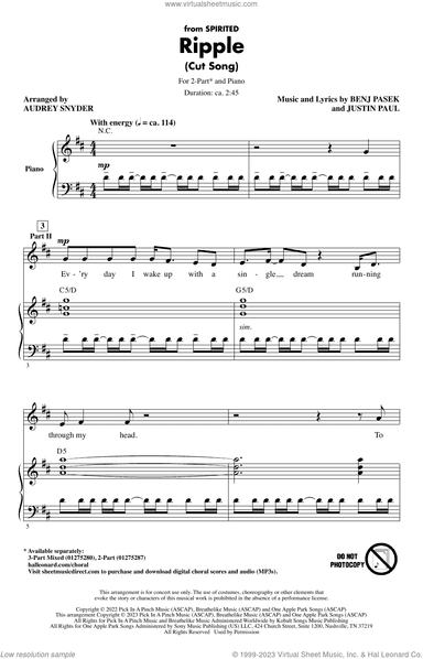 Ripple (Cut Song) (from Spirited) (arr. Audrey Snyder)