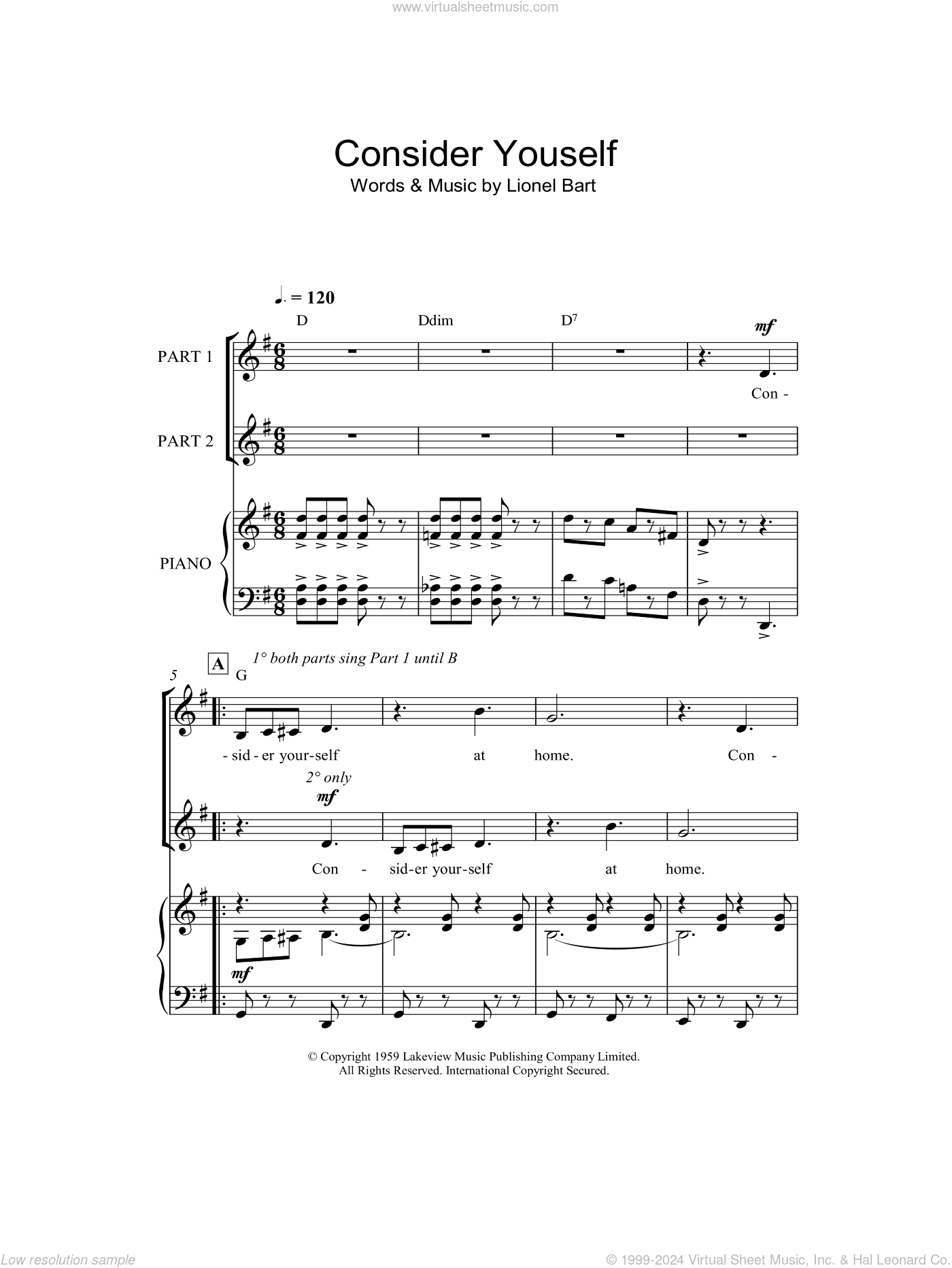 Consider Yourself (from Oliver!) (arr. Rick Hein)