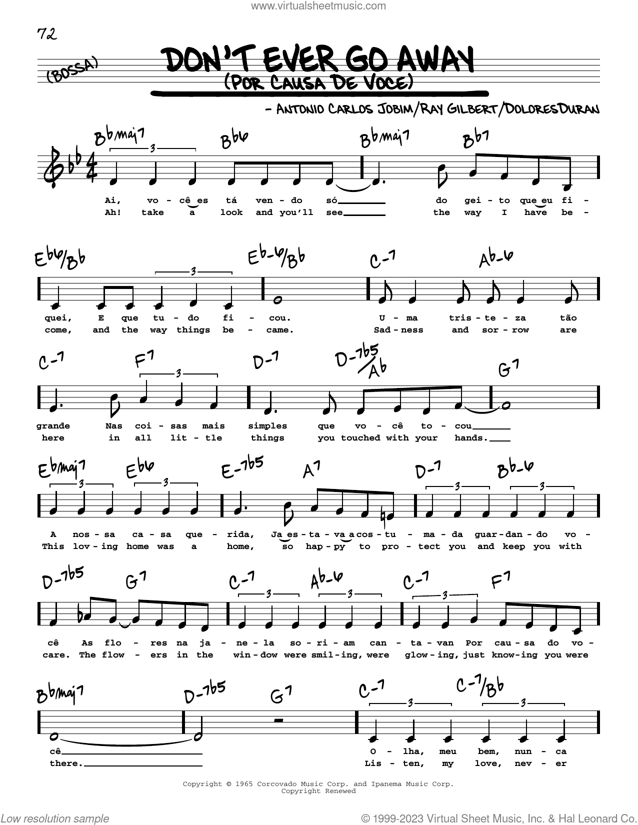 Don't Ever Go Away (Por Causa De Voce) (Low Voice)