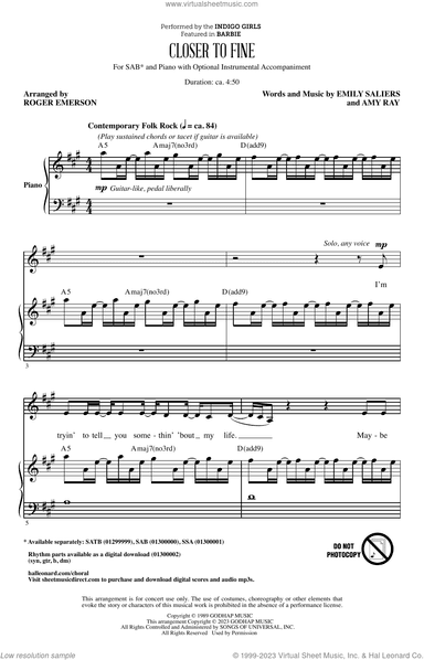 Closer To Fine (arr. Roger Emerson)