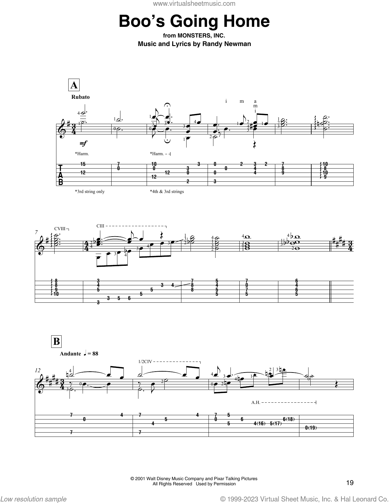 Boo's Going Home (from Monsters, Inc.) (arr. David Jaggs)