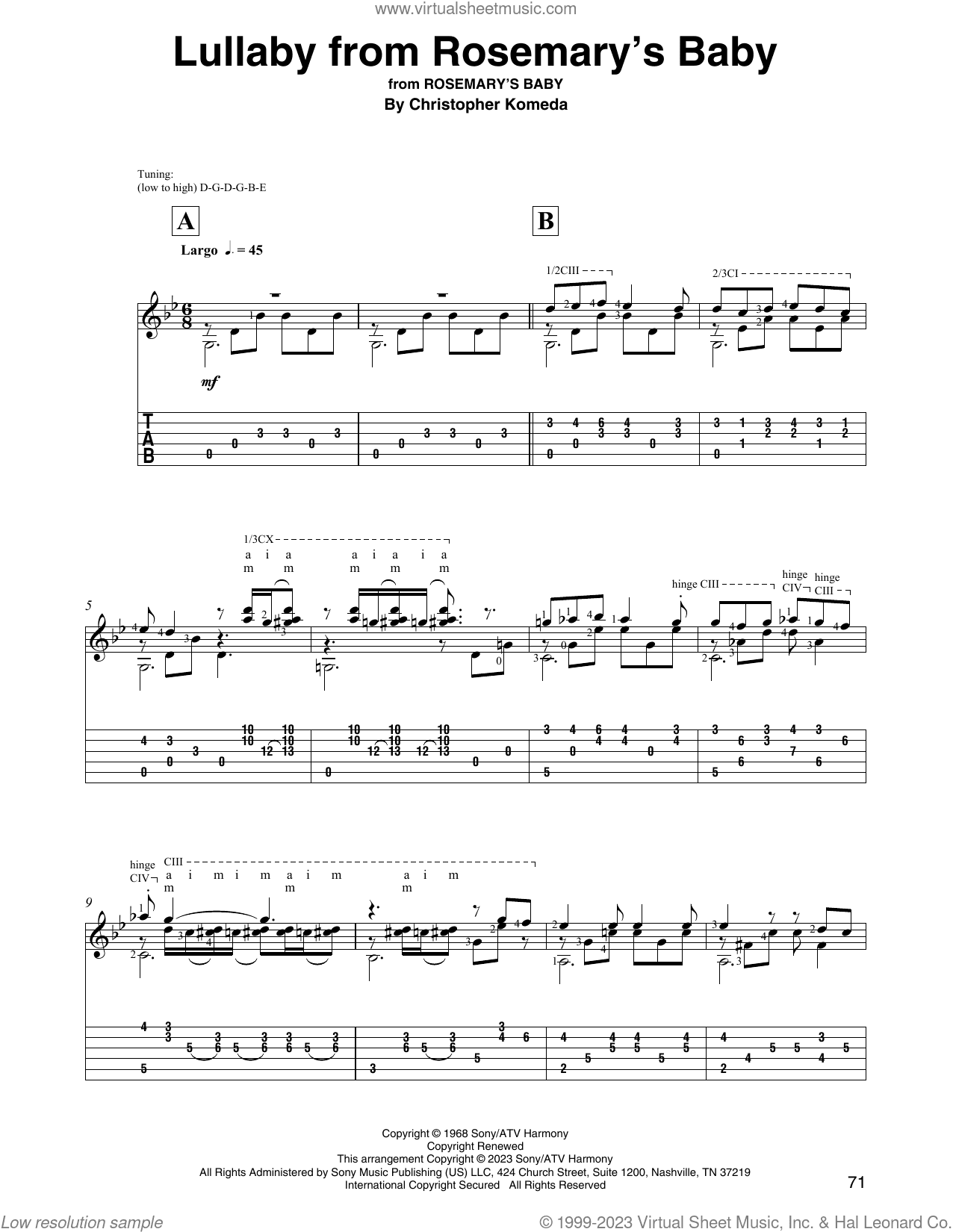 Lullaby From Rosemary's Baby (arr. David Jaggs)