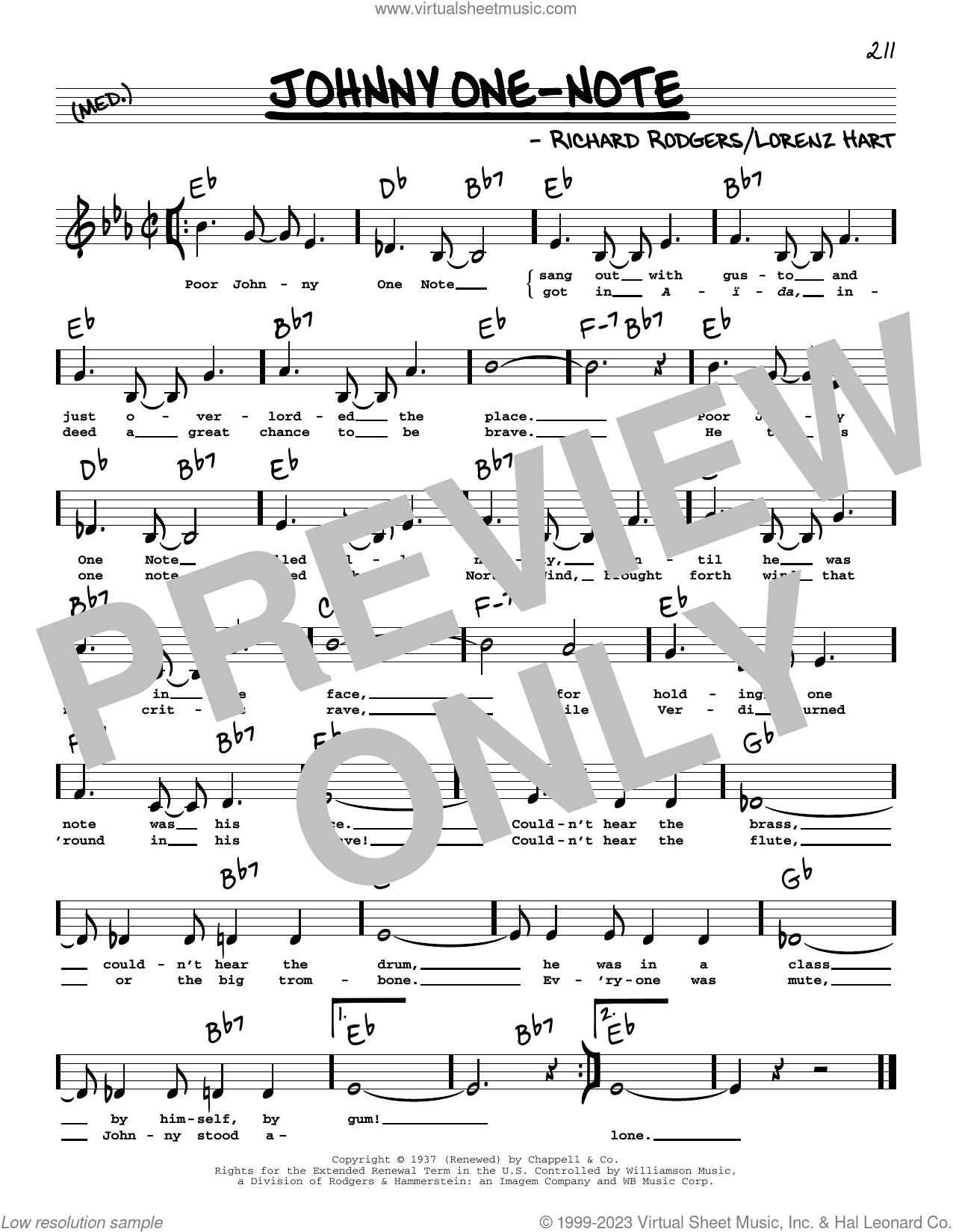 Johnny One-Note (Low Voice)