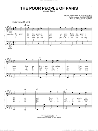 The Poor People Of Paris (Jean's Song)