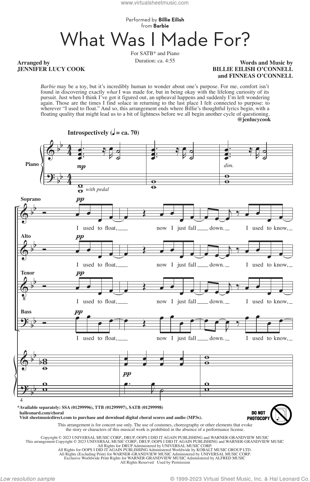 What Was I Made For? (from Barbie) (arr. Jennifer Lucy Cook)