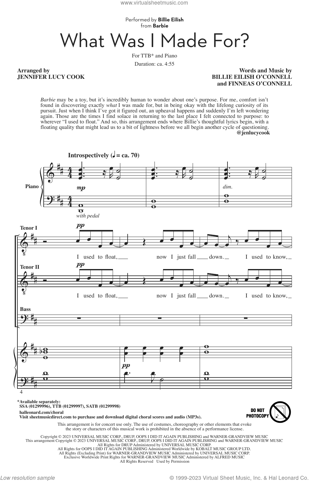 What Was I Made For? (from Barbie) (arr. Jennifer Lucy Cook)