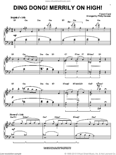 Ding Dong! Merrily On High! [Jazz version] (arr. Phillip Keveren)