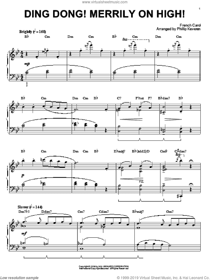 Ding Dong! Merrily On High! [Jazz version] (arr. Phillip Keveren)