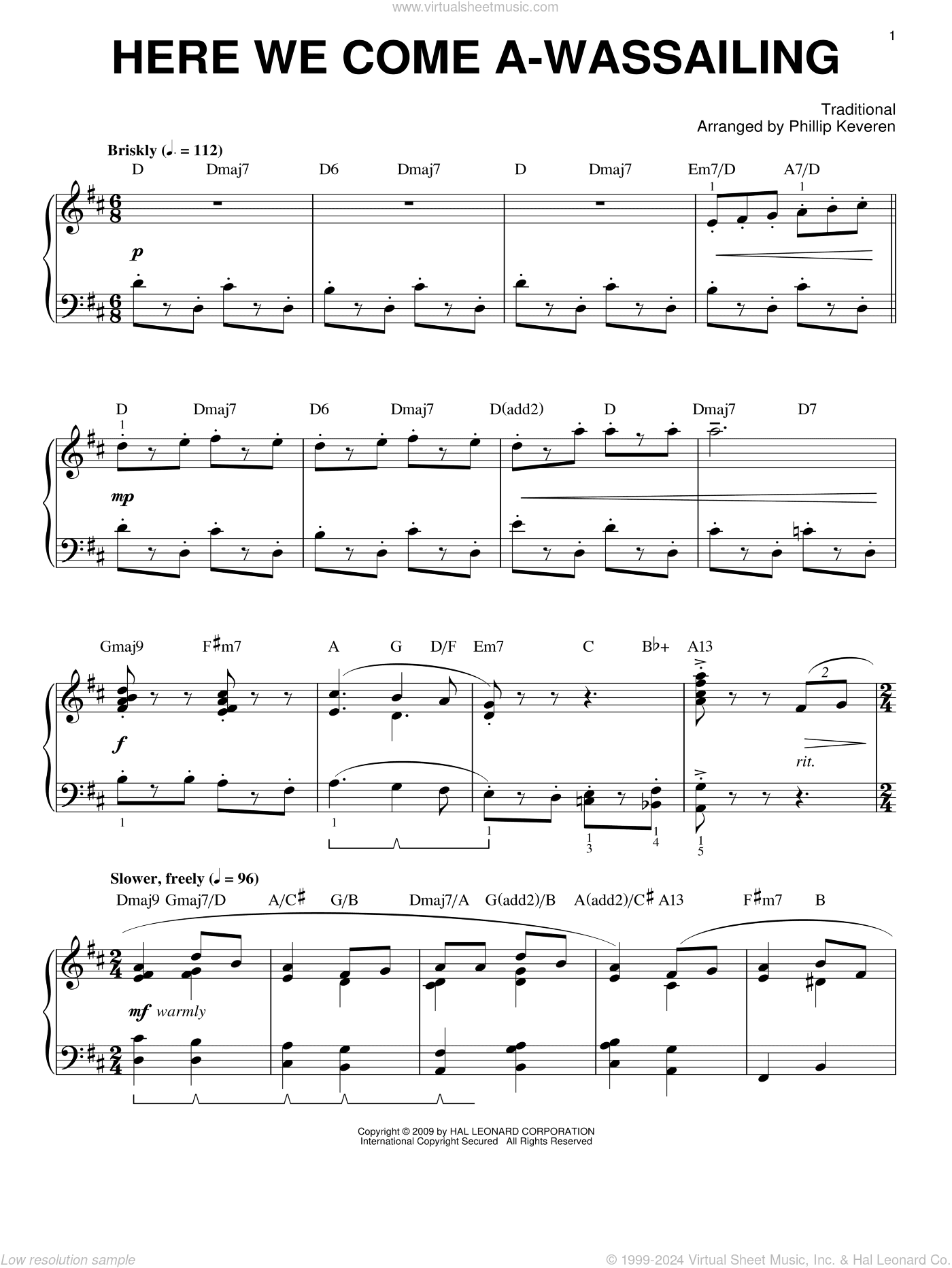 Here We Come A-Wassailing [Jazz version] (arr. Phillip Keveren)