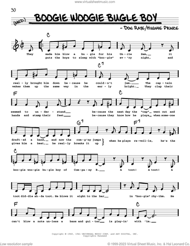 Boogie Woogie Bugle Boy (Low Voice)
