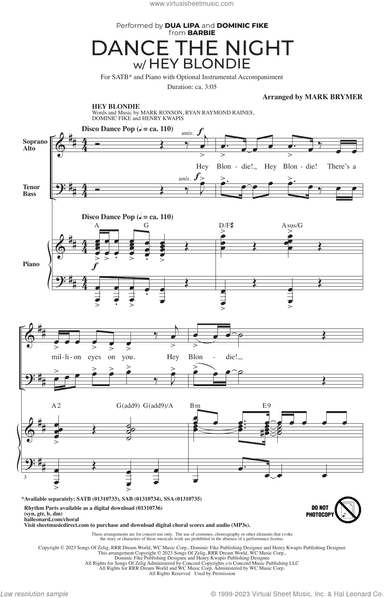 Dance The Night (with "Hey Blondie") (from Barbie) (arr. Mark Brymer)
