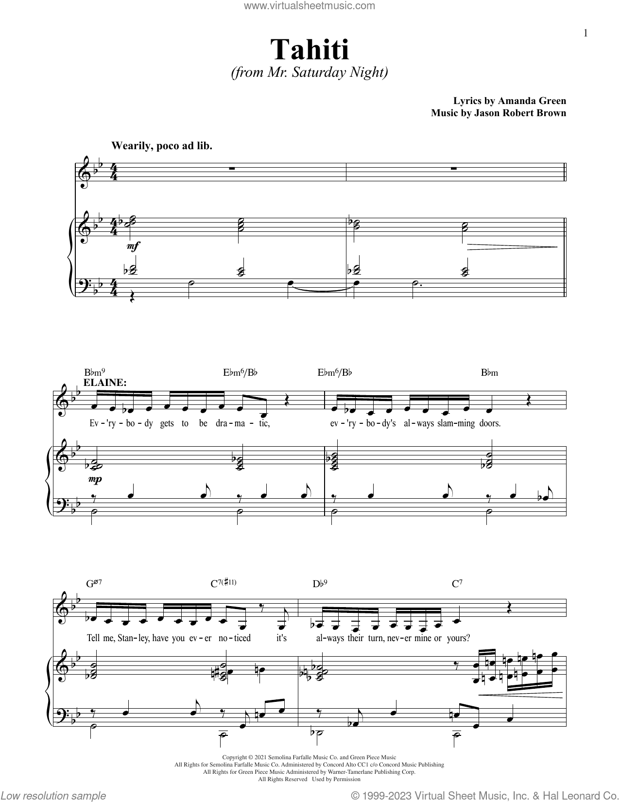 Tahiti (from Mr. Saturday Night)