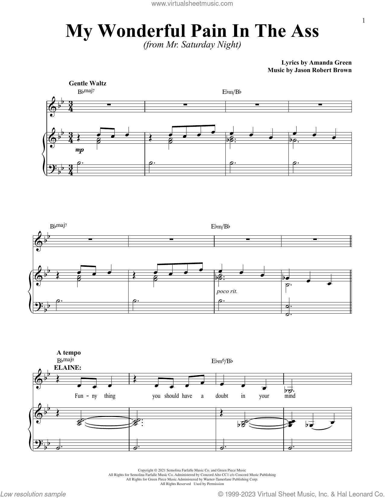 My Wonderful Pain In The Ass (from Mr. Saturday Night)