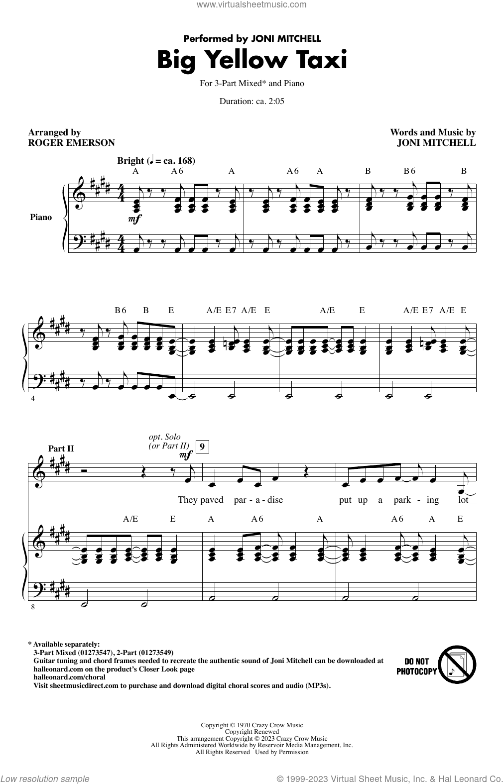 Big Yellow Taxi (arr. Roger Emerson)