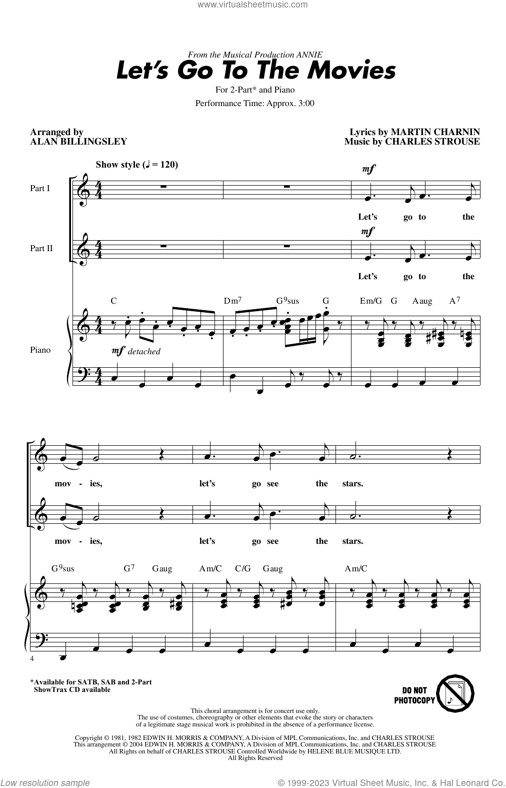Let's Go To The Movies (from Annie) (arr. Alan Billingsley)