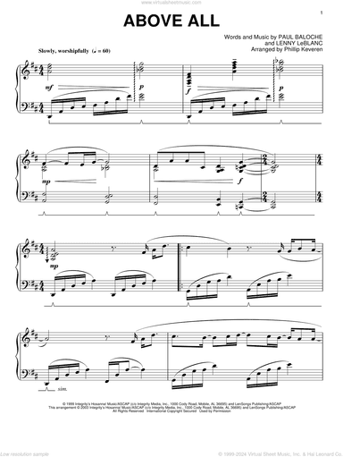 Above All (arr. Phillip Keveren)