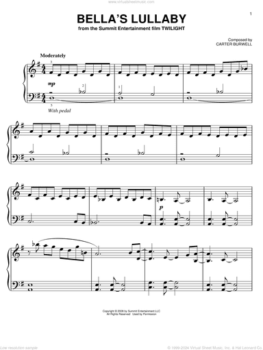 Twilight Easy Piano Solo Pack featuring Bella's Lullaby