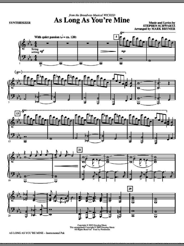 As Long As You're Mine (from Wicked) (complete set of parts)