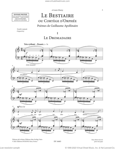 Le Bestiaire ou le Cortege d'Orphee (Low Voice)