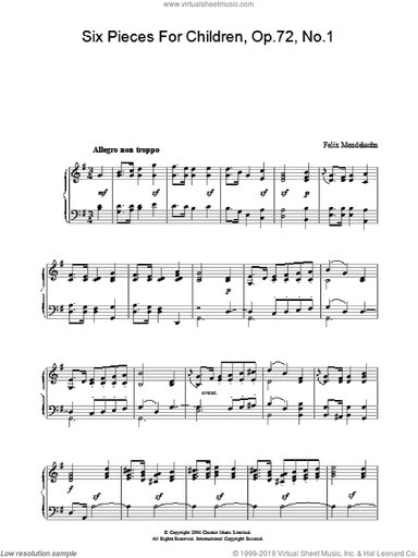 Six Pieces For Children, Op.72, No.1