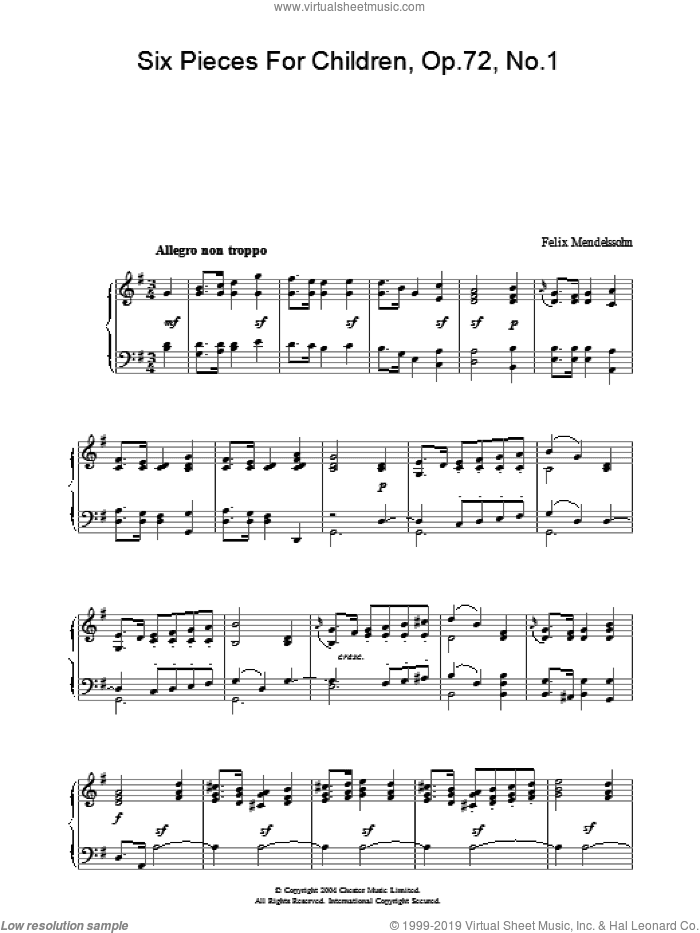 Six Pieces For Children, Op.72, No.1