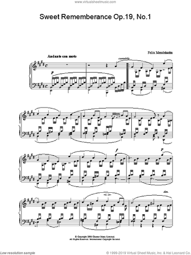 Sweet Rememberance Op.19, No.1