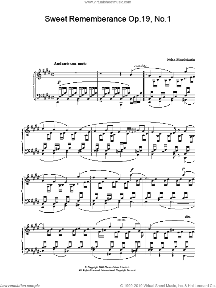 Sweet Rememberance Op.19, No.1