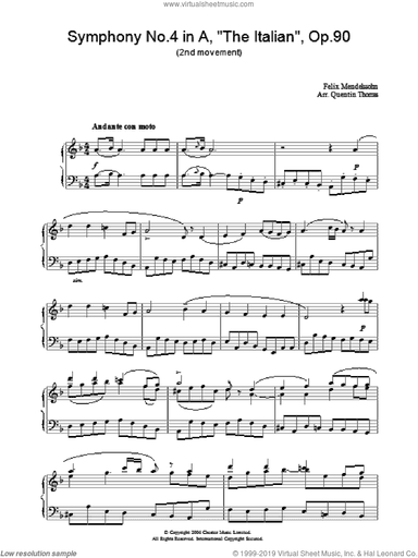 Symphony No.4 in A, 'The Italian', Op.90 (2nd Movement)