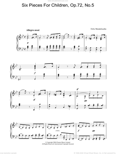 Six Pieces For Children, Op.72, No.5
