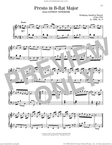Presto In B-Flat Major, K109b, No. 9