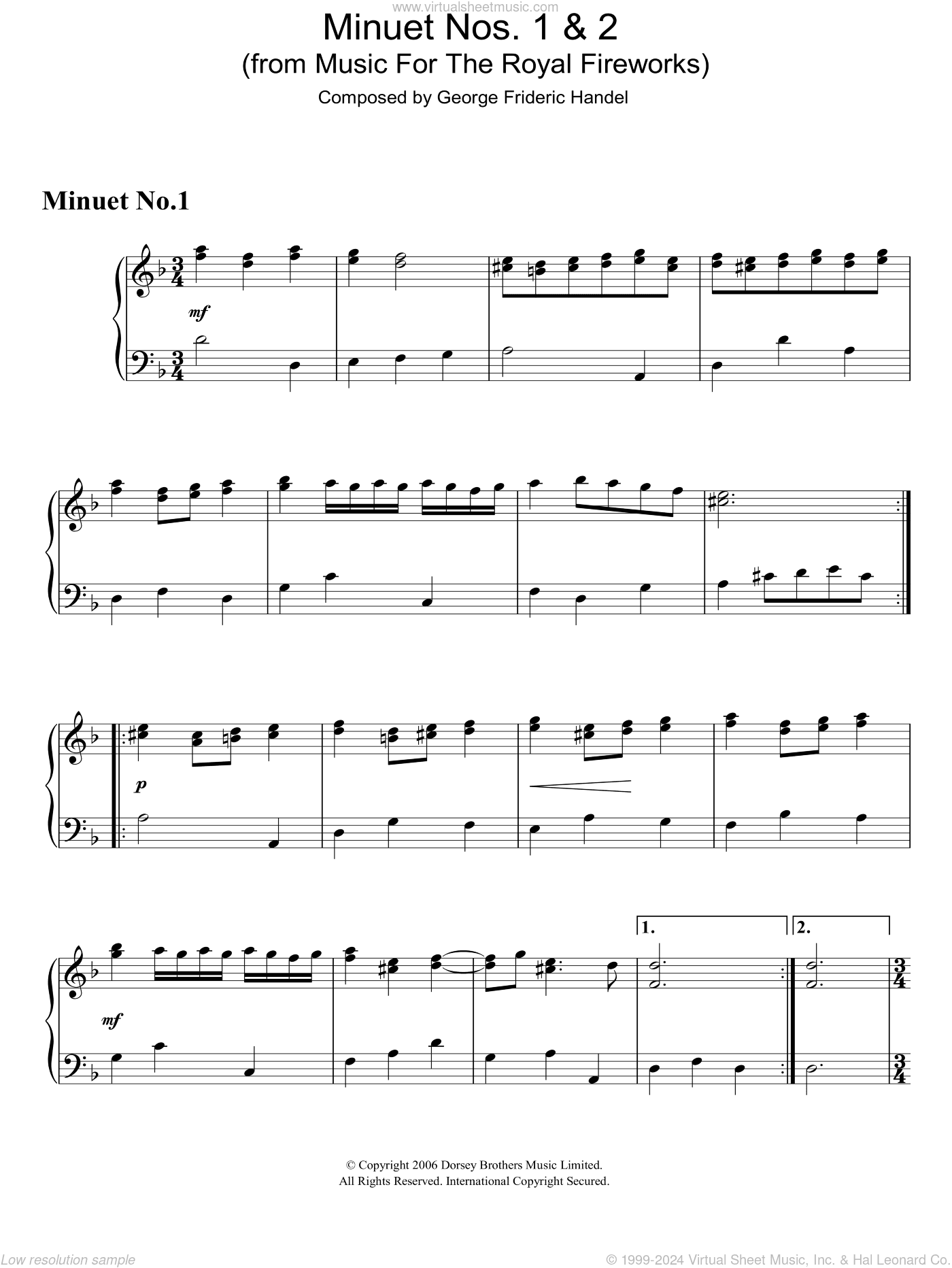 Minuet Nos.1 and 2 (from Music For The Royal Fireworks)