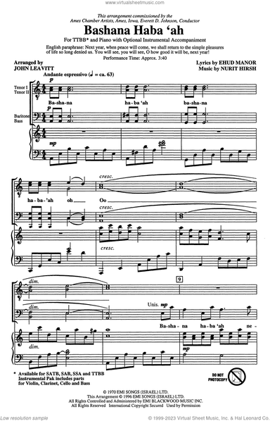 Bashana Haba'ah (arr. John Leavitt)